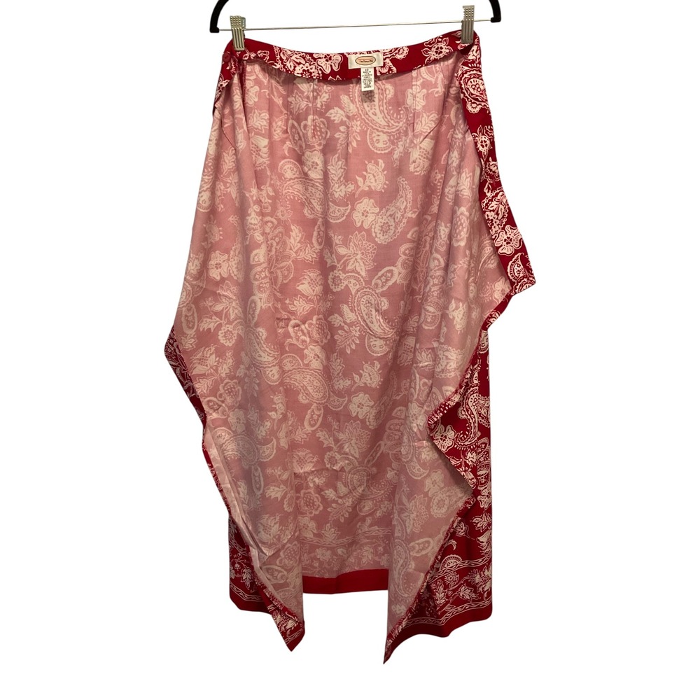 Talbots Vintage Paisley Wrap Maxi Skirt Womens 10 Red White Floral Made in USA - Picture 4 of 7